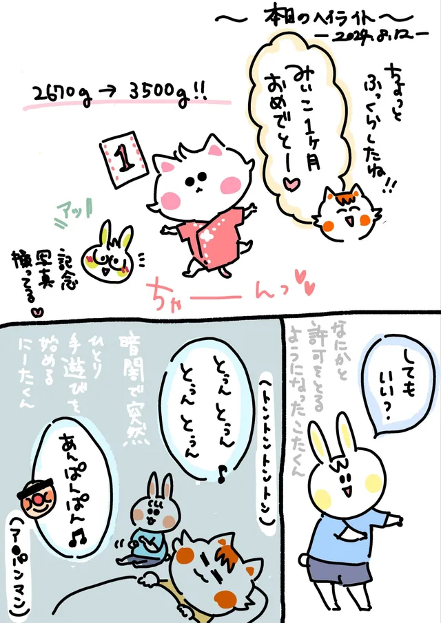 今日のハイライト(みぃこ1ヶ月！)